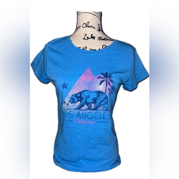 LOS ANGELES TURQUOISE TEE - Picture 1 of 4